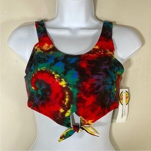 Treasure and Bond Reversible Tie-Dye & Stripe Bikini Top. Girl’s 16. NWT.